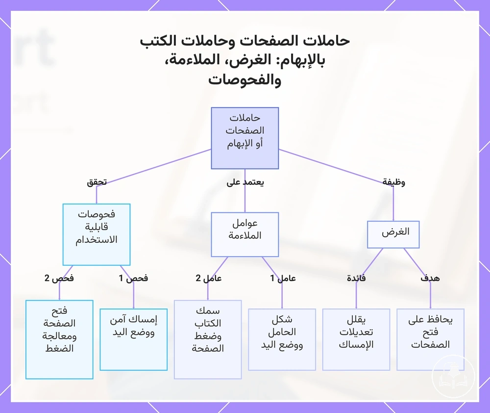 حاملات الصفحات وحاملات الكتب بالإبهام: الغرض، الملاءمة، والفحوصات