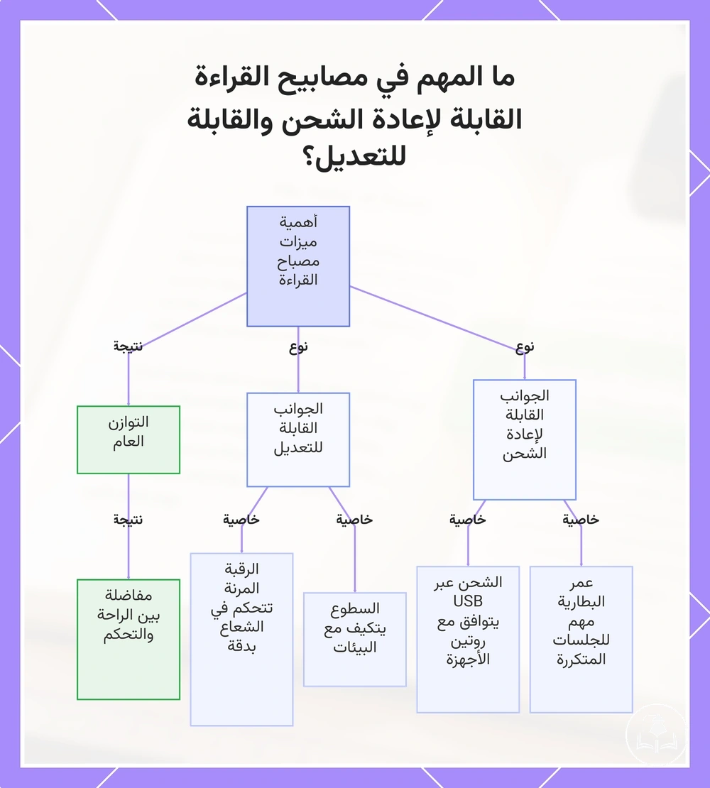 ما المهم في مصابيح القراءة القابلة لإعادة الشحن والقابلة للتعديل؟