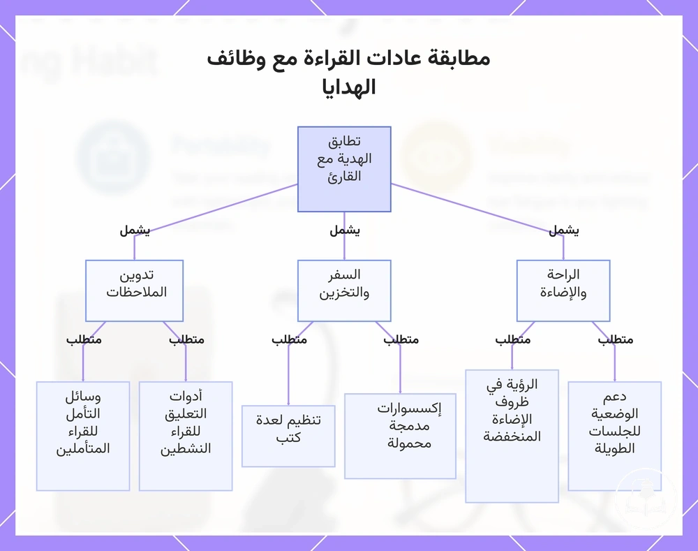 مطابقة عادات القراءة مع وظائف الهدايا