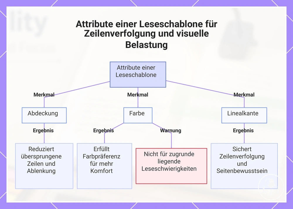 Attribute einer Leseschablone für Zeilenverfolgung und visuelle Belastung