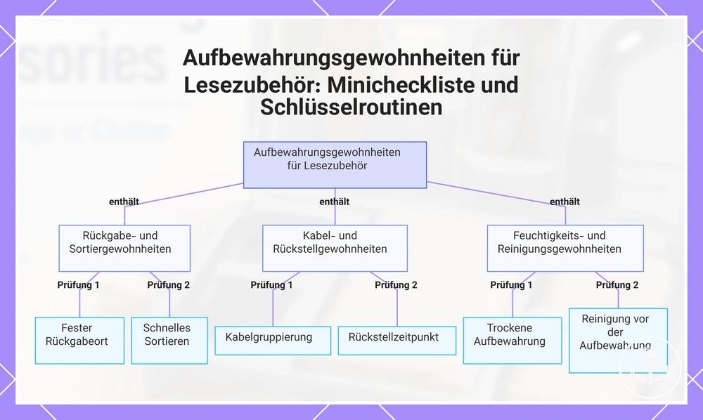 Aufbewahrungsgewohnheiten für Lesezubehör: Minicheckliste und Schlüsselroutinen