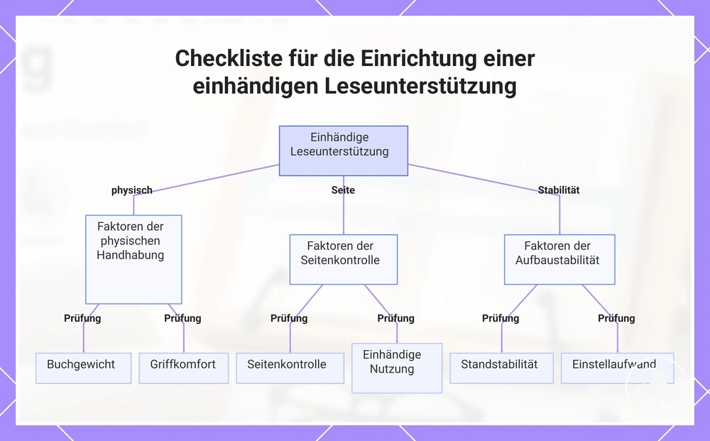 Checkliste für die Einrichtung einer einhändigen Leseunterstützung