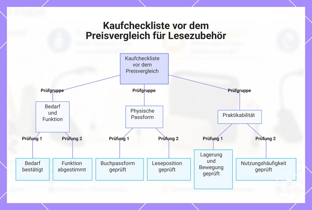 Kaufcheckliste vor dem Preisvergleich für Lesezubehör