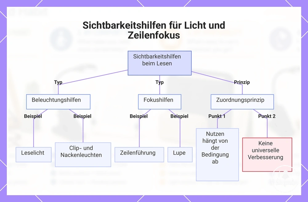 Sichtbarkeitshilfen für Licht und Zeilenfokus
