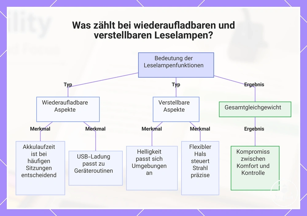 Was zählt bei wiederaufladbaren und verstellbaren Leselampen?