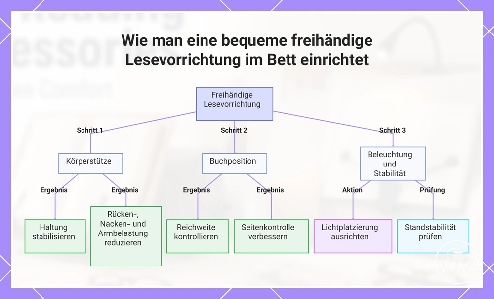 Wie man eine bequeme freihändige Lesevorrichtung im Bett einrichtet