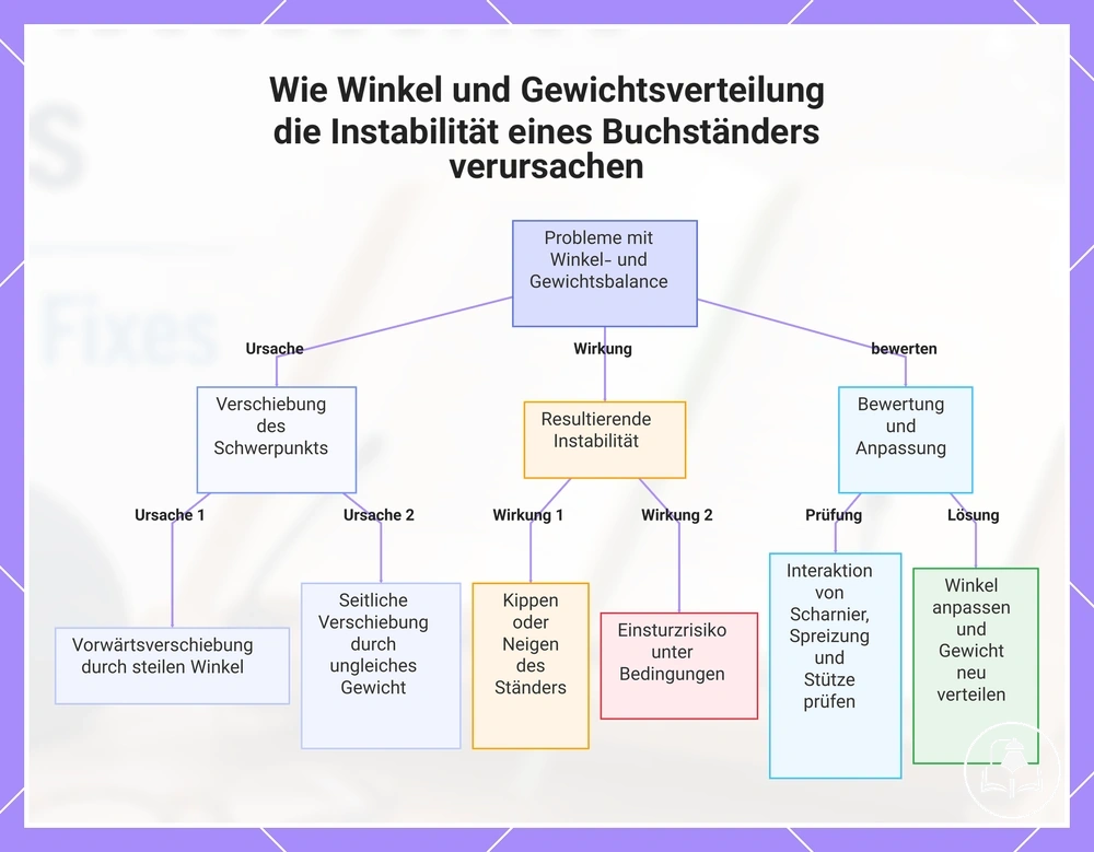 Wie Winkel und Gewichtsverteilung die Instabilität eines Buchständers verursachen