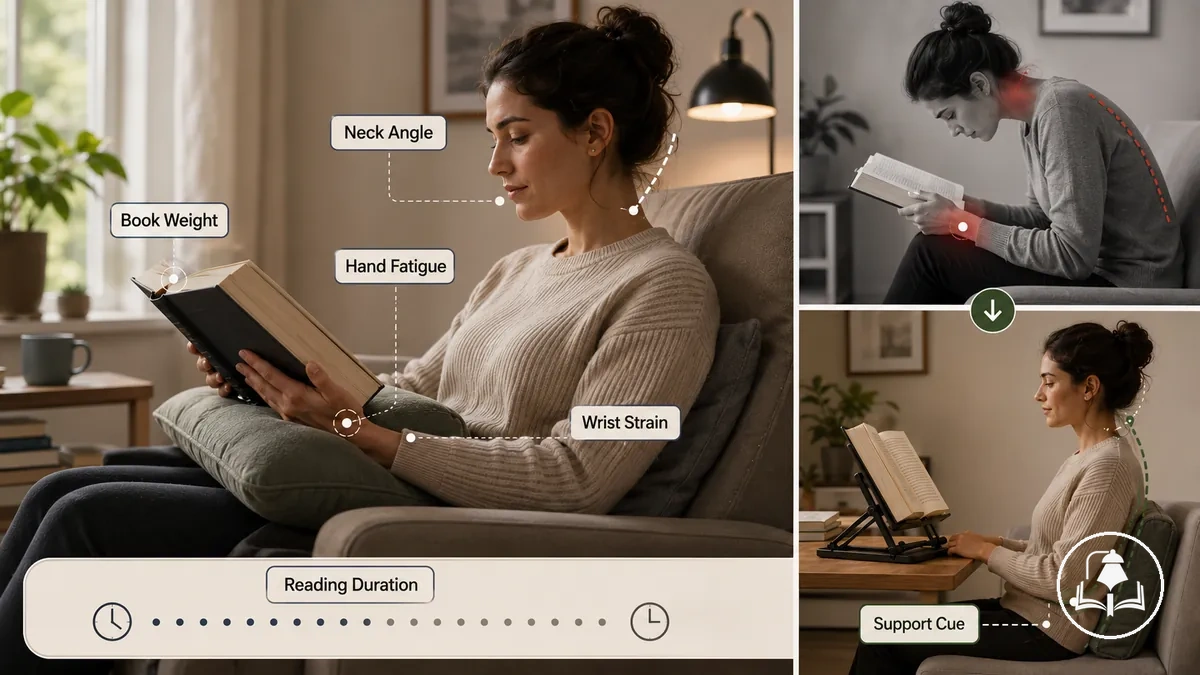Posture and book support cues during reading