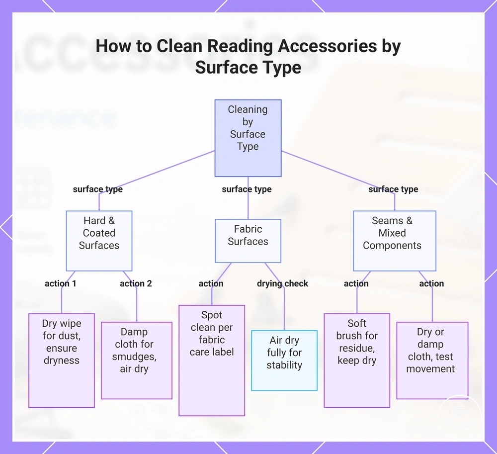 How to Clean Reading Accessories by Surface Type