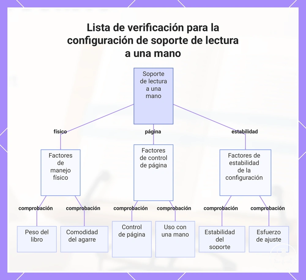 Lista de verificación para la configuración de soporte de lectura a una mano