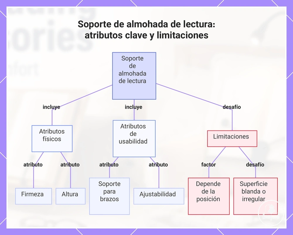 Soporte de almohada de lectura: atributos clave y limitaciones