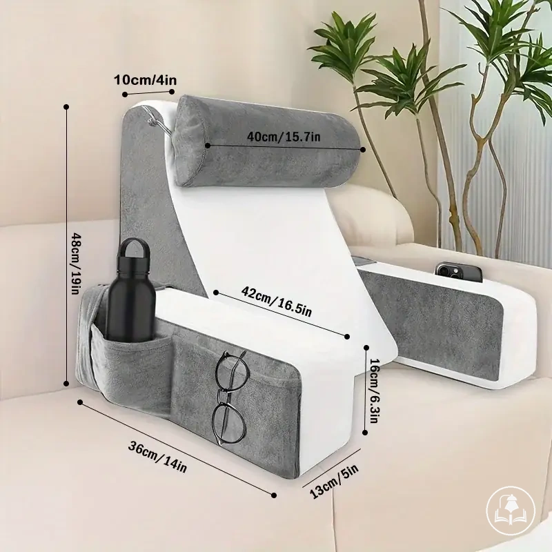 Grand coussin de lecture à accoudoirs pour s’asseoir dans un lit ou sur un canapé