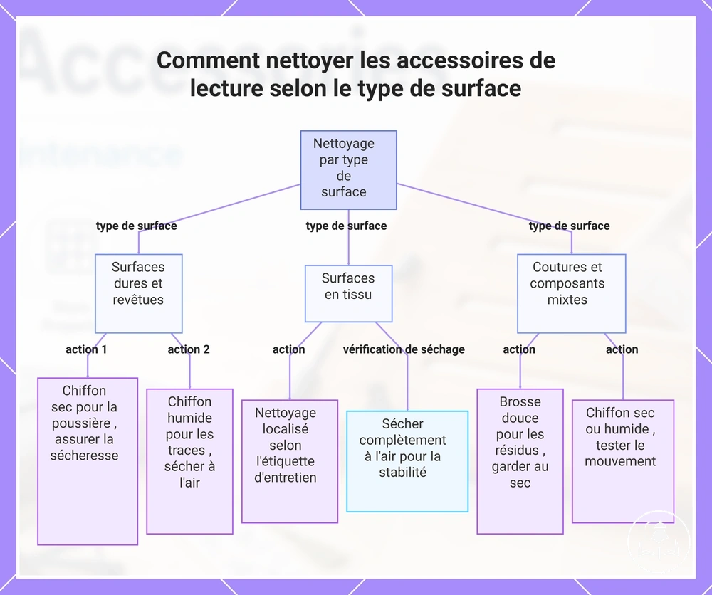 Comment nettoyer les accessoires de lecture selon le type de surface