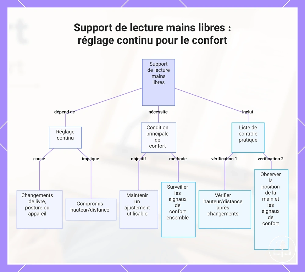 Support de lecture mains libres : réglage continu pour le confort