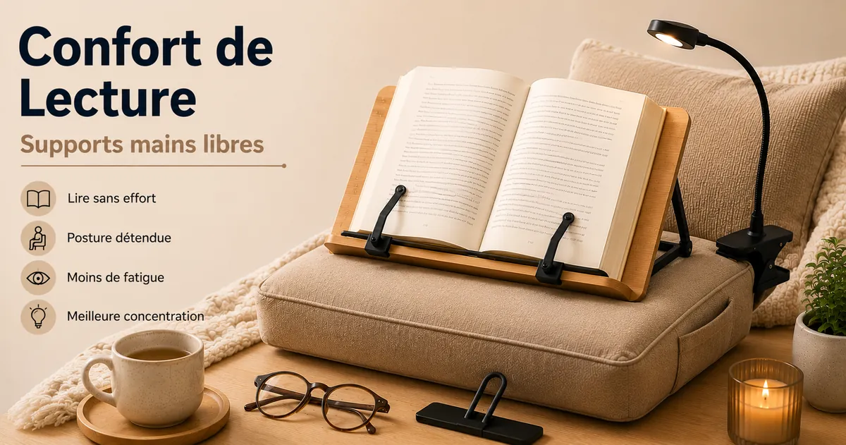 Accessoires de lecture axés sur le confort avec supports pour lire sans tenir le livre