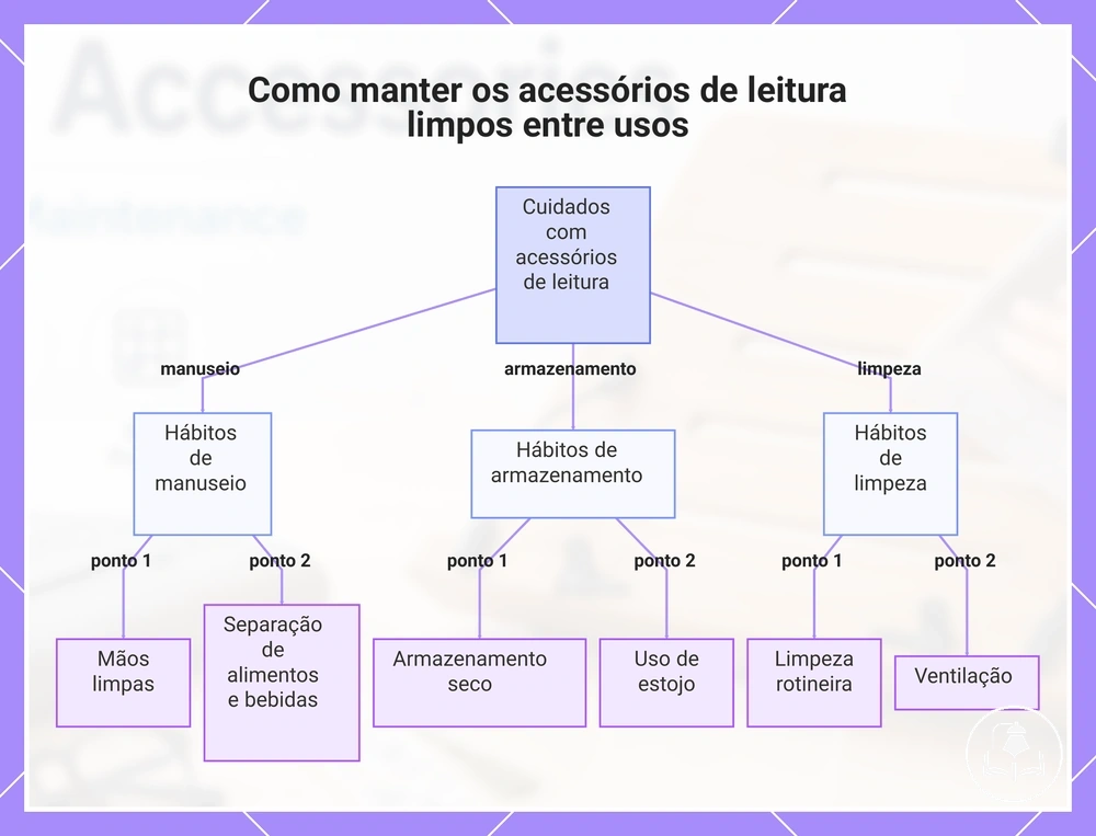 Como manter os acessórios de leitura limpos entre usos