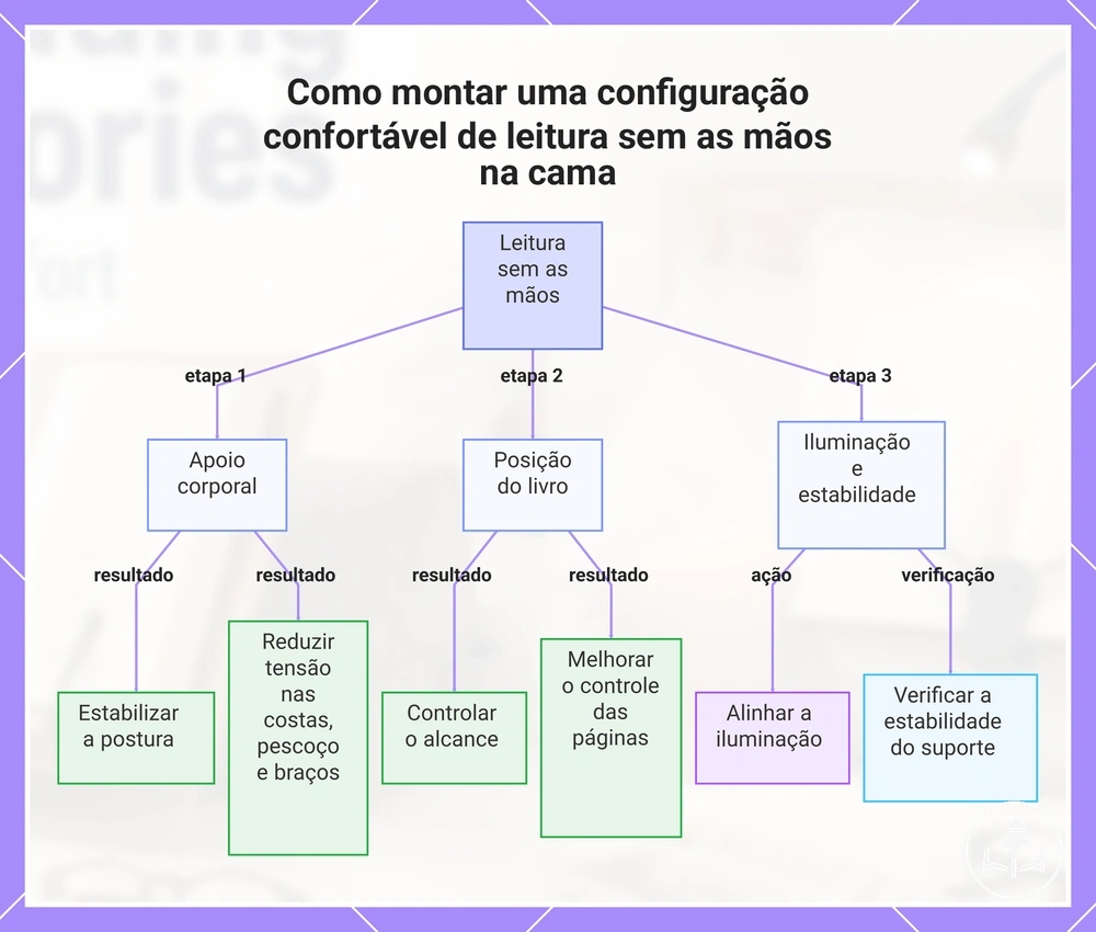 Como montar uma configuração confortável de leitura sem as mãos na cama