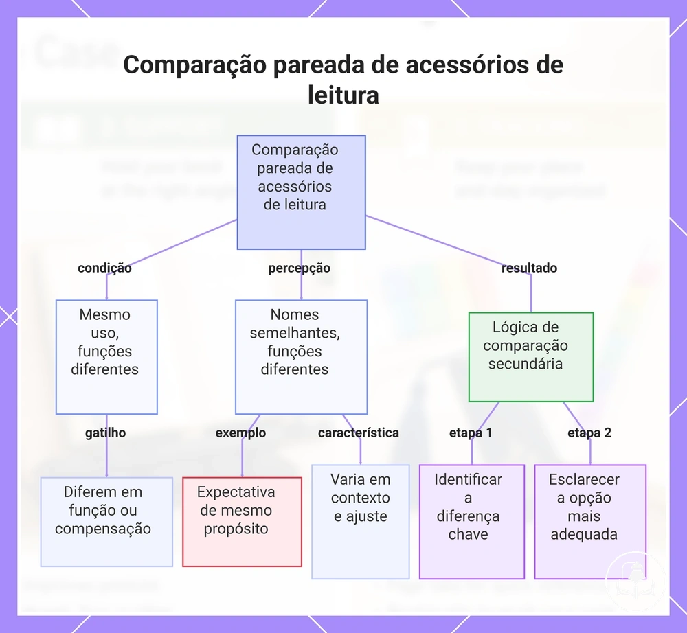 Comparação pareada de acessórios de leitura