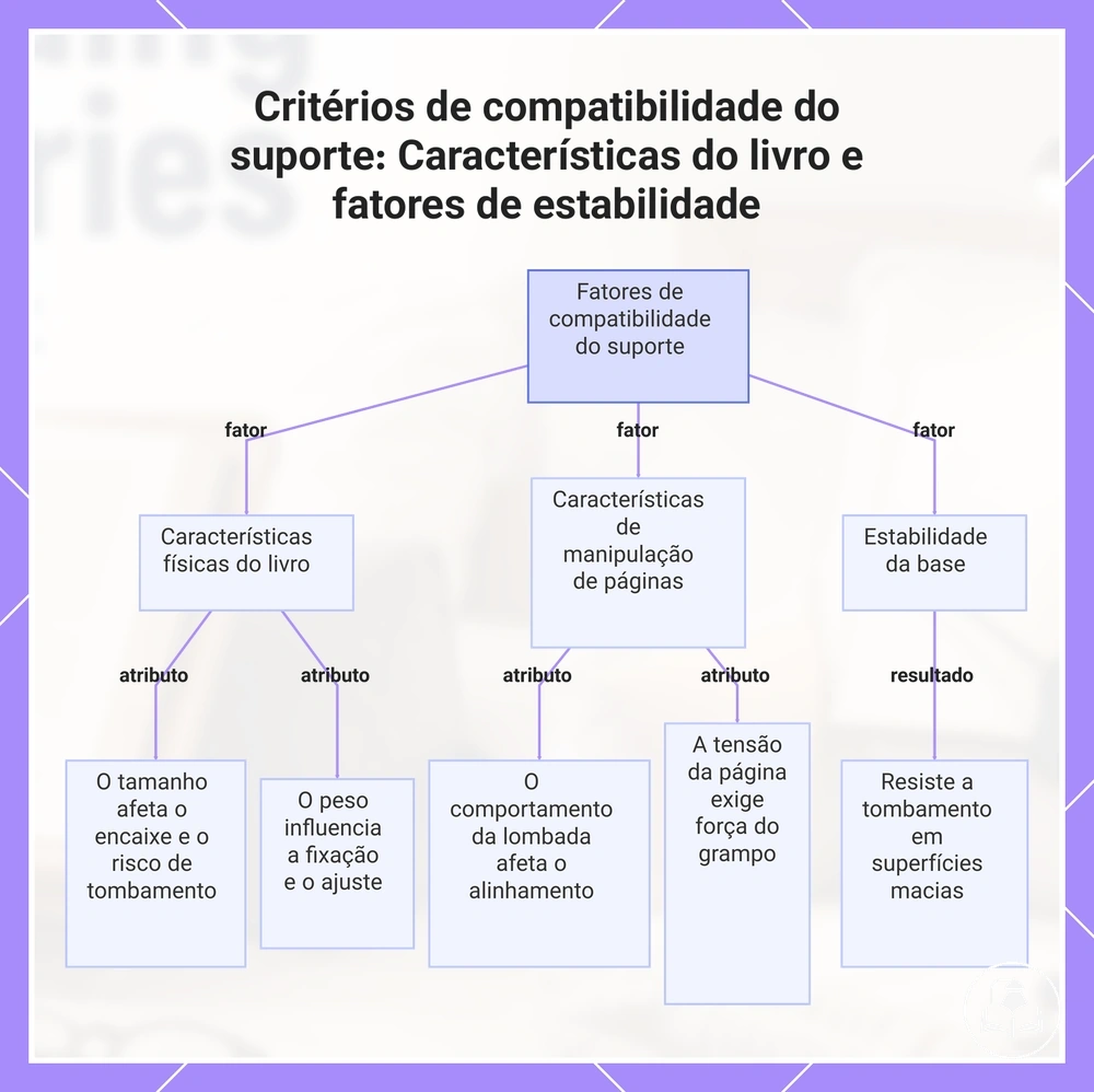 Critérios de compatibilidade do suporte: Características do livro e fatores de estabilidade