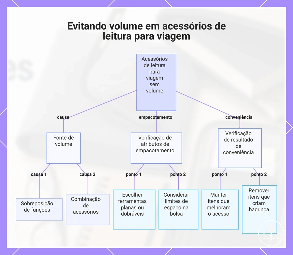 Evitando volume em acessórios de leitura para viagem