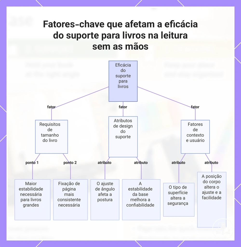 Fatores-chave que afetam a eficácia do suporte para livros na leitura sem as mãos