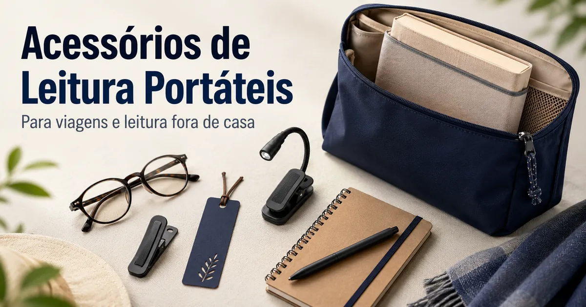 Acessórios de leitura portáteis preparados para viagens e leitura fora de casa
