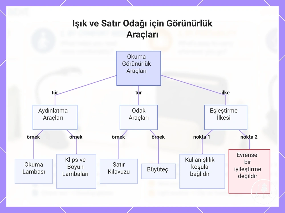 Işık ve Satır Odağı için Görünürlük Araçları